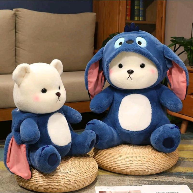 gấu bông lena stick xanh size 70cm Thú Bông Thú Nhồi Bông gấu bông bống capybara gấu đội
