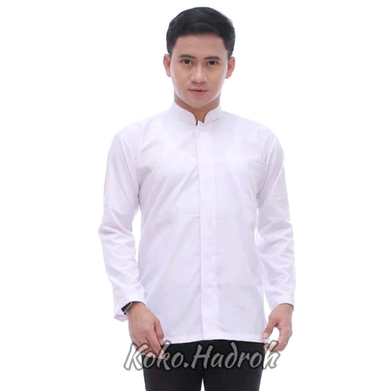Baju koko pria polos premium Hitam Kantong Muslim 3