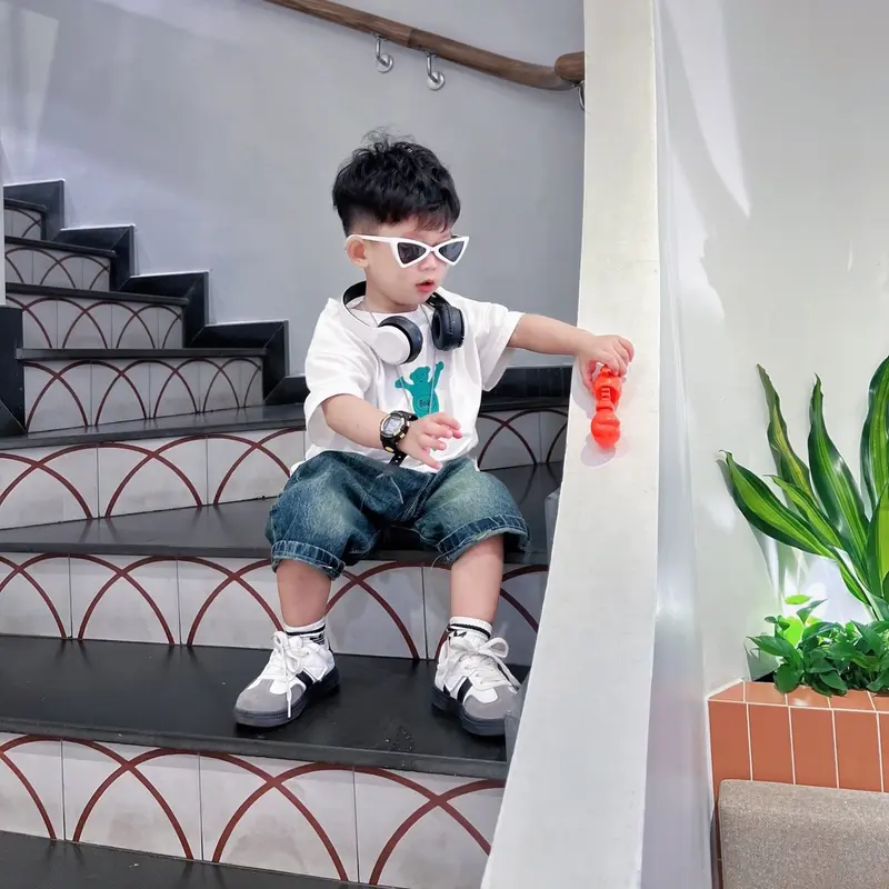 Combo 2 áo phông Bear kiểu Hàn cho bé trai và bé gái 4