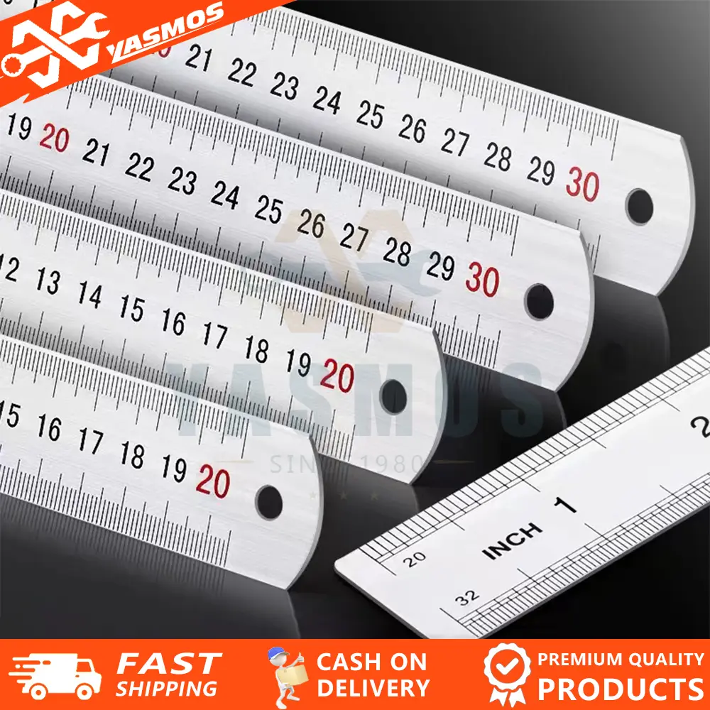 4Inch To 20Inch Stainless Steel Ruler Metal For Students and ...
