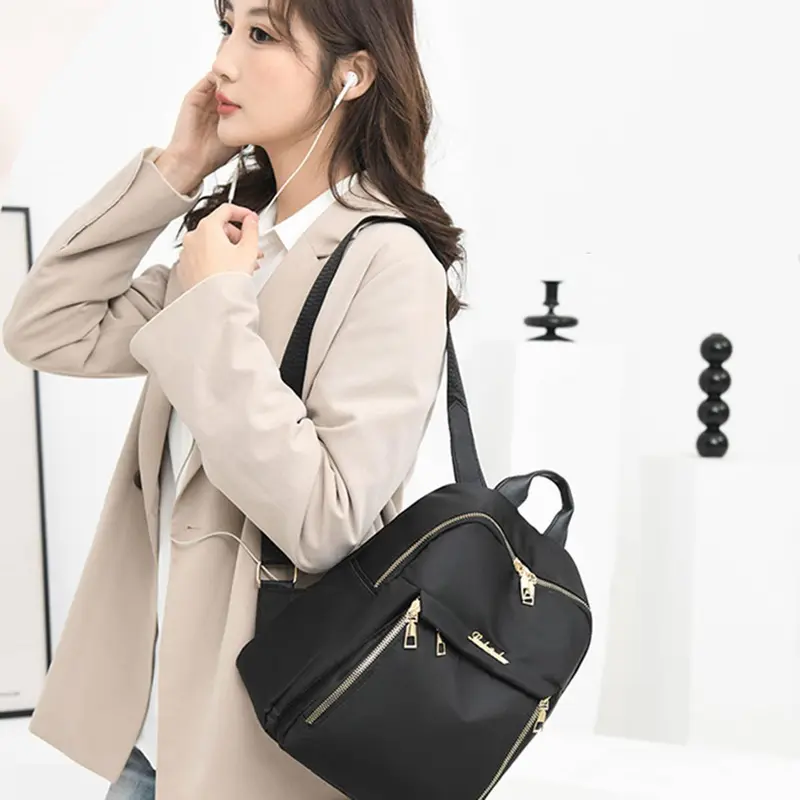 Ba Lô Sức Chứa Lớn, Chất Liệu Pu Đơn Giản, Màu Đen, Dành Cho Nữ, Thích Hợp Đi Du Lịch, Phong Cách Harajuku Trơn, Thích Hợp Cho Học Sinh, Cặp Sách, Unisex, Túi Đường Phố Cao Cấp 4