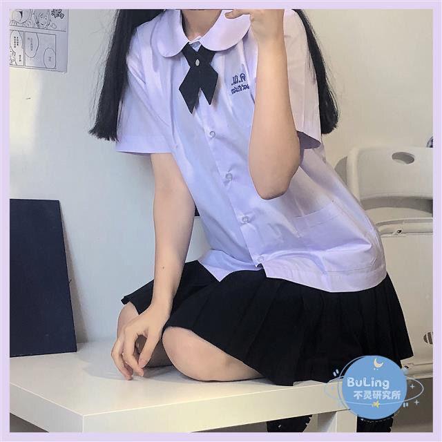 Product Introduction of College style school uniform JK lavender short-sleeved student shirt first love versatile round neck doll collar top girl 13