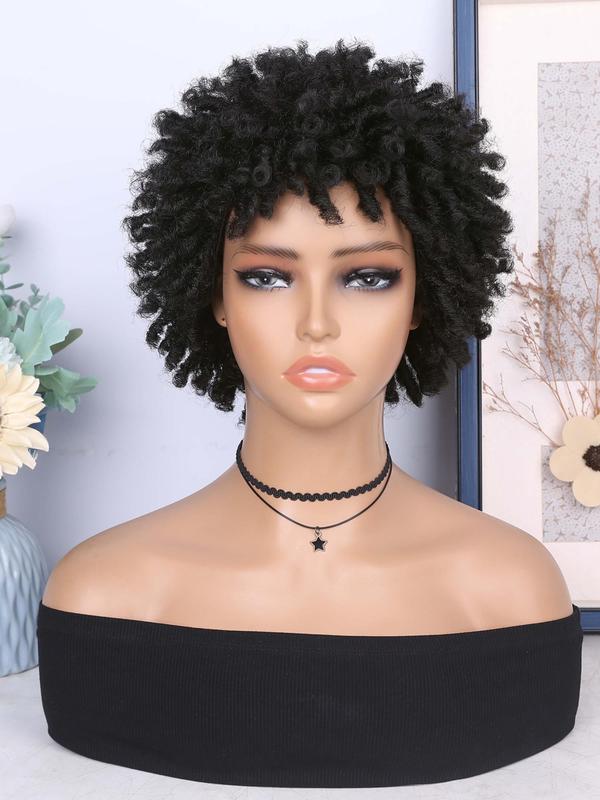 Short Dreadlock Wig, Afro Curly Twist Wig, Short Faux Locs Wig, Kinky Curly Synthetic Dreadlock Wig for Black Women 4