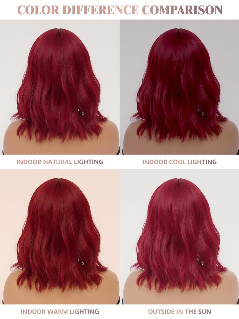 Product Introduction of 16 Inch Short Wavy Wigs for Women, Gorgeous Fluffy Wigs with Bangs, Synthetic Full Machine Wigs for Party, Daily Use 5