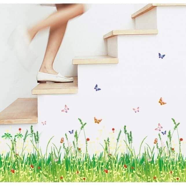 decal dán tường 3d, decal dán chân tường hoa 3d 4