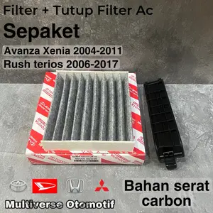 Filter Ac + Tutup Filter AC Avanza Xenia Rush Terios Old BZ040+Tutup Bahan serat & Carbon