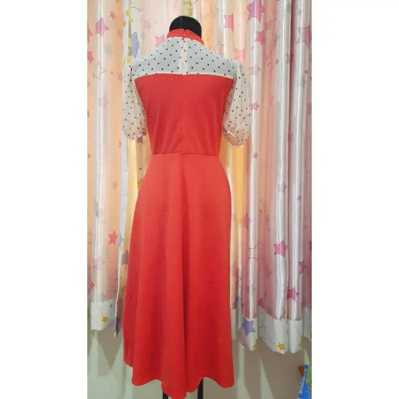 Váy đầm thời trang nữ sang chảnh dự tiệc chất nhung cổ tròn tay ngắn phối voan bi dáng xòe maxi tạo điểm nhấn dễ thương 5