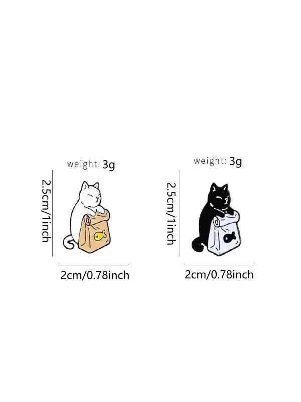 2pcs Cute Cartoon Cat Design Brooch, Animal Themed Clothes Brooch, Fashion Accessories For Men & Women 1