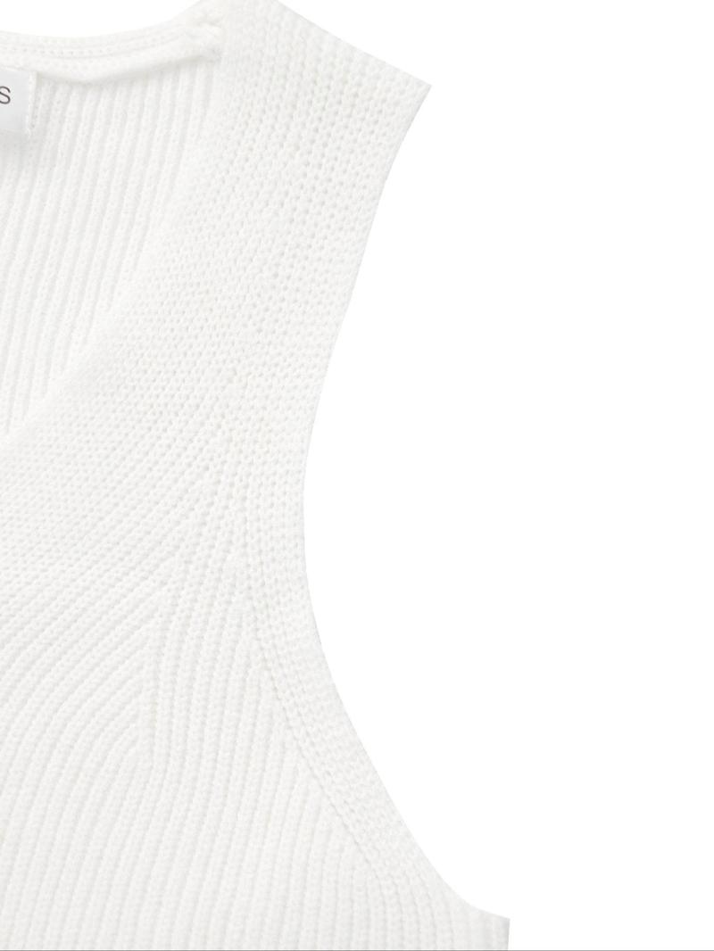 Product Introduction of Women's Solid Color V Neck Button Closure Tank Cardigan, Casual Sleeveless Knitwear for Summer, Fashion Women's Knit Clothing for Daily Wear 8