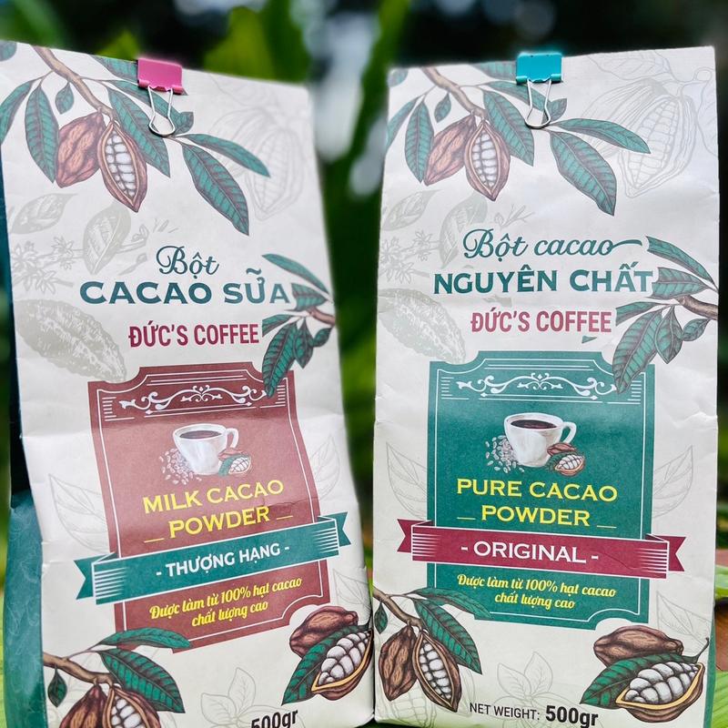 COMBO 2 GÓI BỘT CACAO THƯỢNG HẠNG CHUYỆN CỦA ĐỨC mỗi túi 500gr (Tổng 2 túi 500g là 1kg) - Giàu chất Flavanol