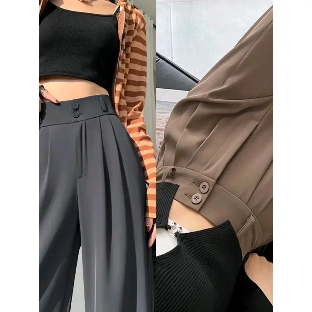 Quần Ống Suông Culottes Dài 100cm Cạp Bản To 7 Phân 2 khuy Siêu Hot M14 khóa kéo unisex