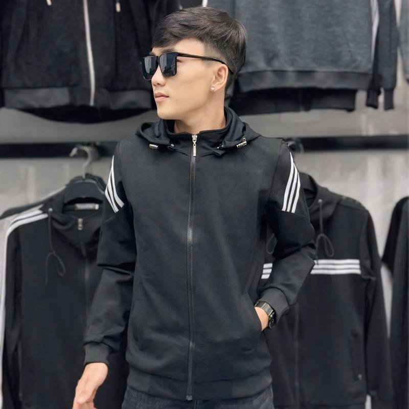 Áo Khoác Nam Ba Sọc Chéo Cao Cấp Chuẩn QC - Mẫu Mới Nhất - Menswear Jean Có Túi Thun
