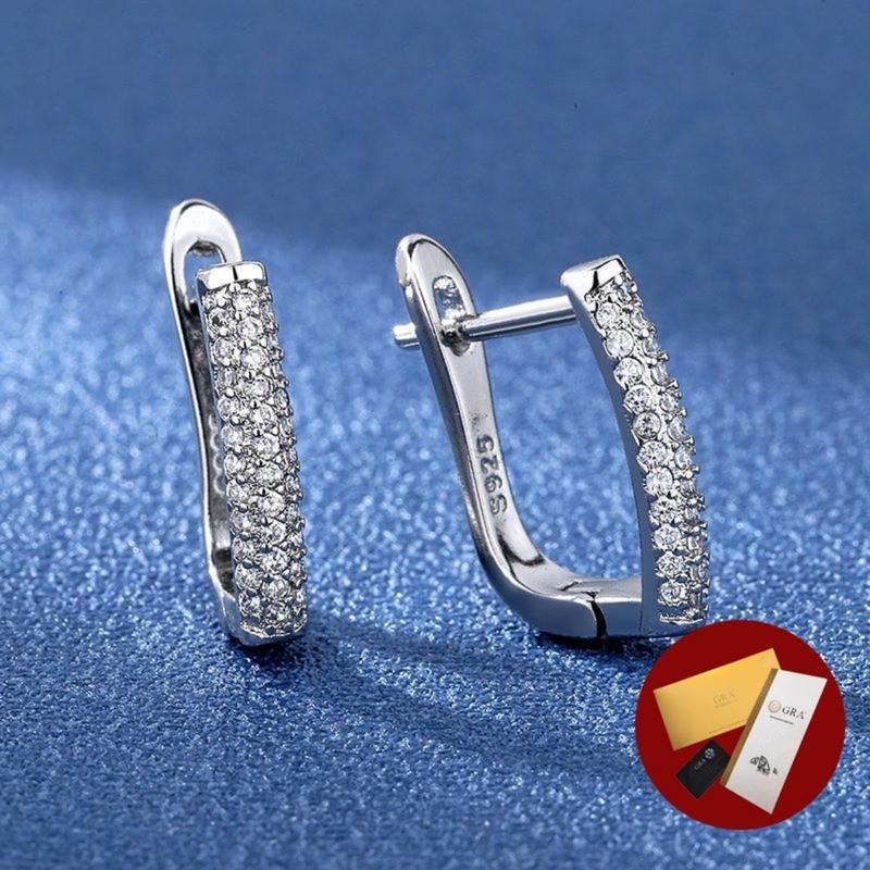 Product Introduction of (With Gra Certificate) Fashion Bar Earrings Simple Temperament White Diamond Earrings Women's Earrings 20