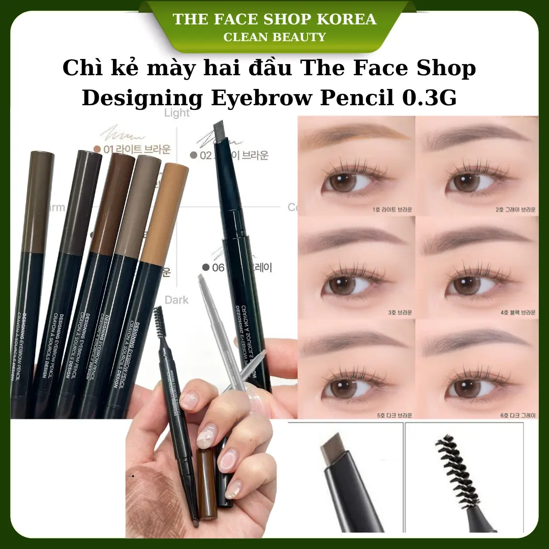 Chì kẻ mày hai đầu The Face Shop Designing Eyebrow Pencil 0.3G