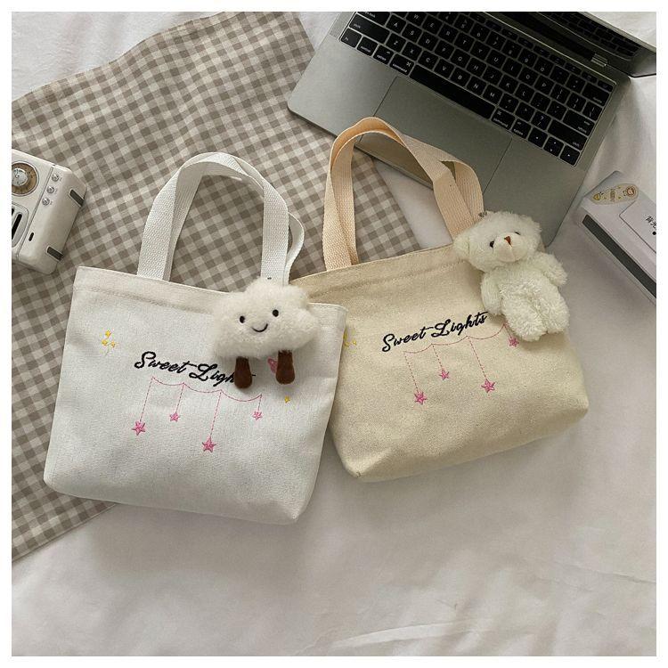 Product Introduction of Small Tote Bag Canvas Bag for Women Casual Small Bag Cloth Bag for Work Handheld Lunch Bag Student Lunch Box Bag with Zipper 11