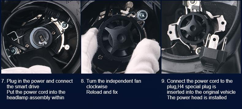 Product Introduction of H4 Bi LED Lenses Projector Headlight 6000K Dual Projector Lens Auto Bulbs 160W High Low Beam Car Motorcycle lamps With Turbo Fan 23