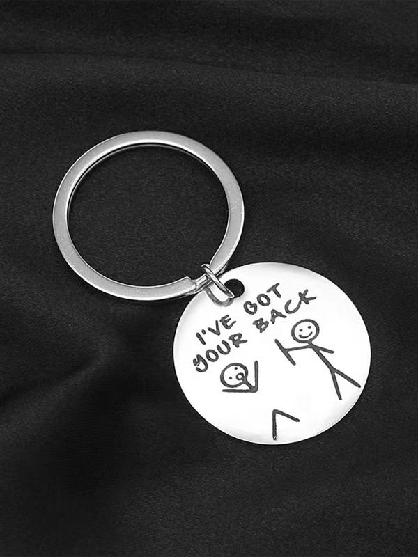 Fashion Letter Pattern Slogan Metal Keychain, Round Shaped Stainless Steel Keychain for Men & Women, Gift for Friends, Personalized Gifts, Trendy Accessory for Anniversary Birthday Gift 3