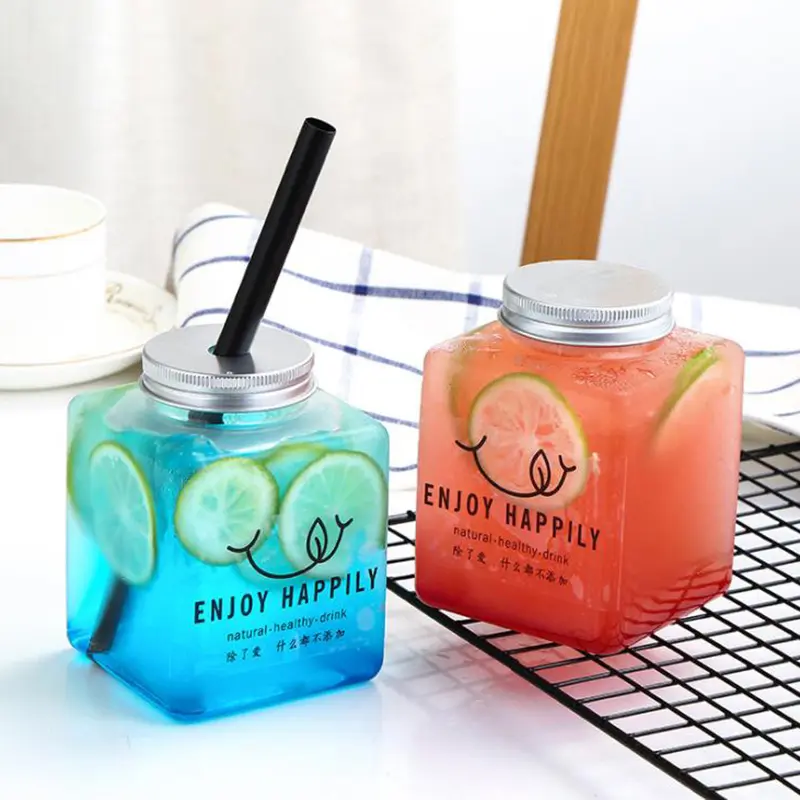 Chai nhựa PET 500ML, hộp đựng dùng một lần có nắp Màu bạc , nắp nước trái cây 3