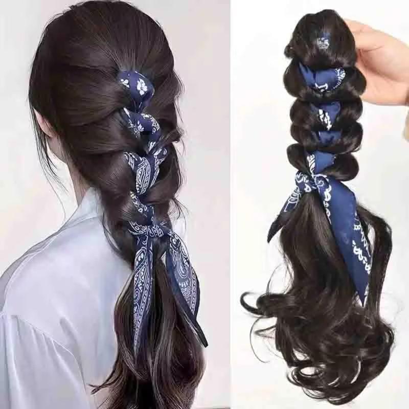 Rambut Palsu Sintetik Jalinan Reben Perancis, Ekor Kuda Wanita ...