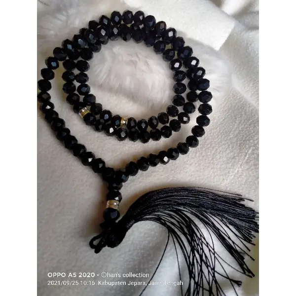 Tasbih Kristal panjang/ Tasbih kristal Ceko 99butir muslim motif hitam