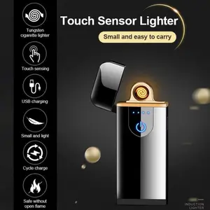Korek Api Elektrik Fingerprint Touch LEDSensor Sentuh Rechargeable Anti CuranrekPemantik