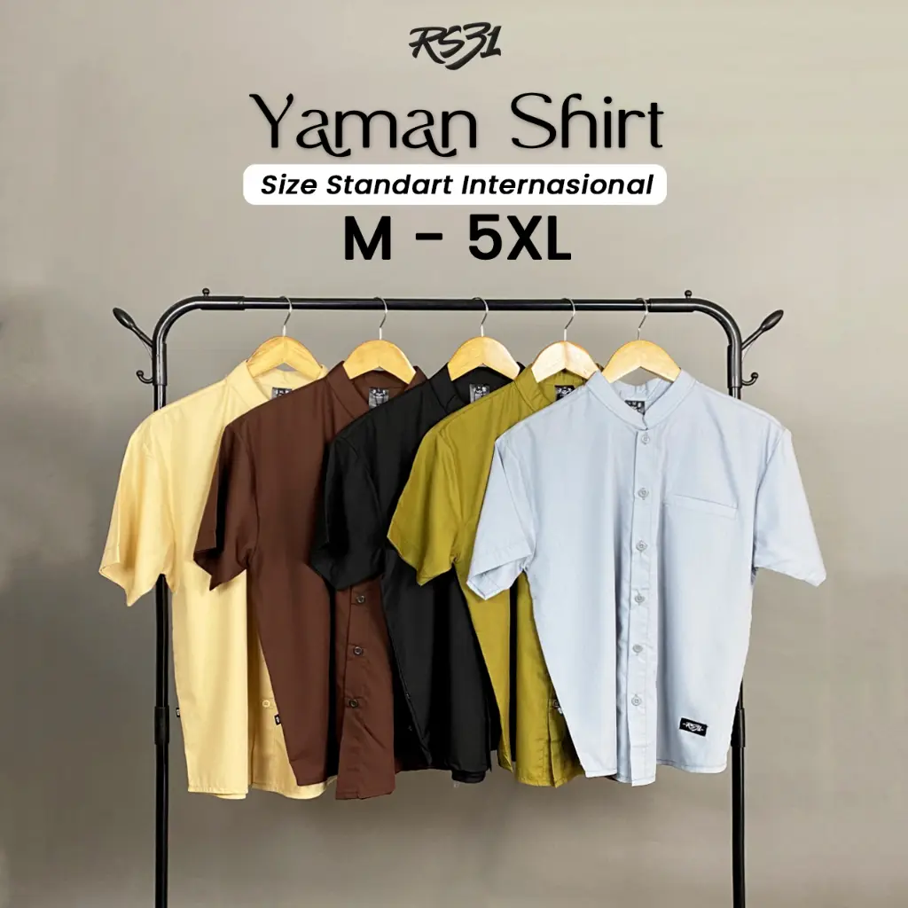 RS31 Kemeja Shanghai Yaman Shirt Super Big Size - Baju Kasual Murah, Kemeja Koko Jumbo Basic, Kemko, Hem Lengan Pendek Polos | Atasan Formal Pria
