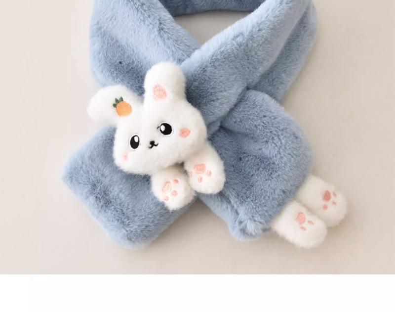 Product Introduction of Korean Women's Lovely Cartoon Rabbit Rabbit Fur Cross Plush Scarf Girl's Winter Neck Protection Thick Warm Fake Neck Bib 14