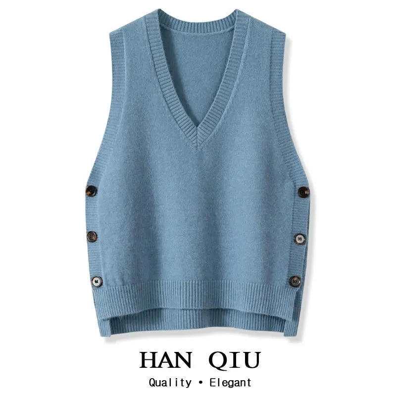 Áo Vest Dệt Kim Cổ Chữ V Cổ Điển Dành Cho Nữ, Phong Cách Thu Đông, Phong Cách Phương Tây, Màu Trơn Trang Phục Thường Ngày Áo Len Nữ, Áo Ghi Lê, Hàng Mới Về 2024, Có Thể Mặc Ngoài Trời Women Top 4