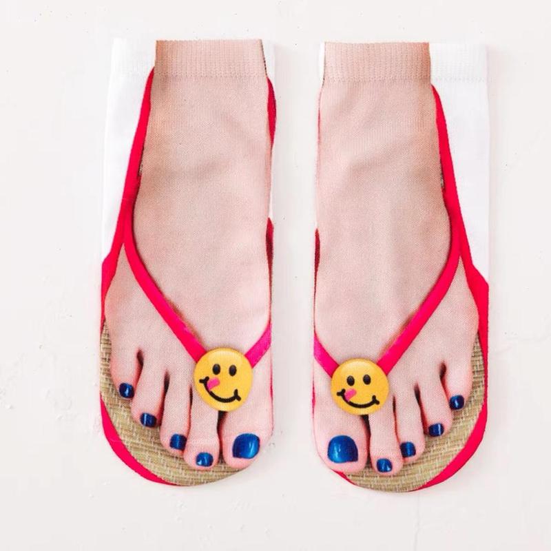 Product Introduction of Funny 3D Printed Socks Flip Flops Slippers Sandals Shoe Pattern Summer Cute Kawaii Low Short Soft Ankle Beach Floor Socks 21