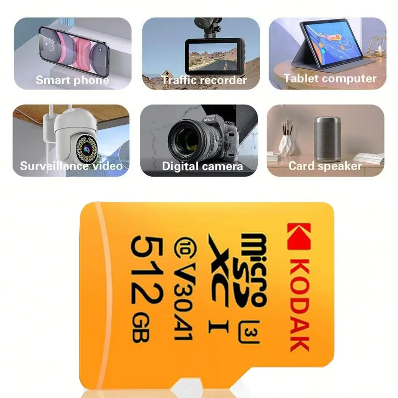 KODAK MicroSDXC Memory Card, 1 Count High Speed TF Card, 32G/64G/128G/256GB Camera Storage Card for Cameras, Mobile Phones, Driving Recorders 5