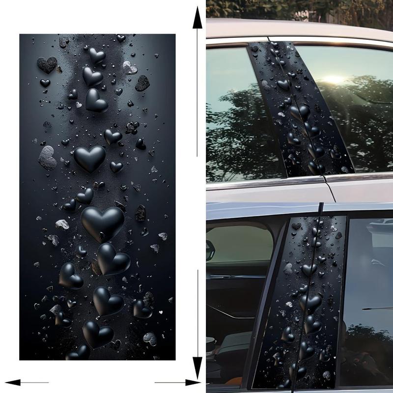 Car Heart Pattern Sticker, Car B Pillar Sticker, Anti-scratch DIY Art Protective Cover, Easy To Apply and Durable Car Exterior Sticker for Sedan, SUV, MPV 2