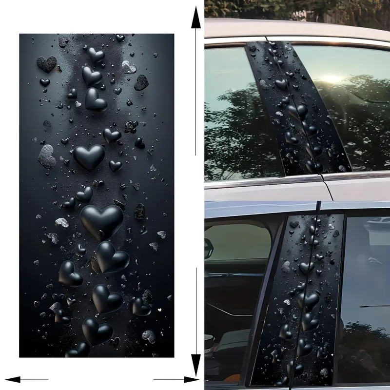Car Heart Pattern Sticker, Car B Pillar Sticker, Anti-scratch DIY Art Protective Cover, Easy To Apply and Durable Car Exterior Sticker for Sedan, SUV, MPV 2