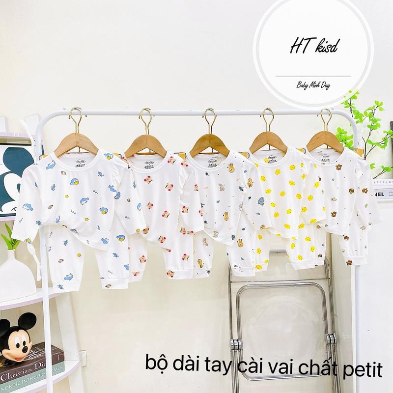 {VẢI ĐẸP+CHẤT MÁT} Combo 3-5 Bộ Quần Áo Dài Tay NỀN TRẮNG Hoạ Tiết Cho Bé Từ 0-18M Vải Petit Mềm Mại, Mát Lịm( Có Lẻ 1 Bộ)_B09