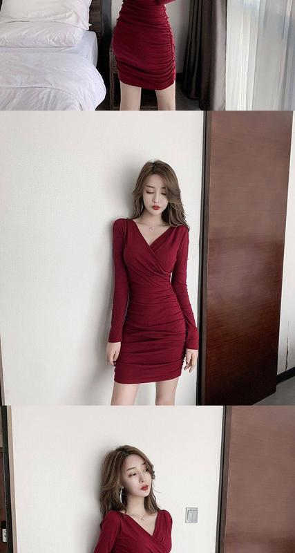 Product Introduction of Natlux - váy dài tay nữ, hoa, cổ chữ V, rắn màu, thời trang Hàn Quốc, cỡS-2XL , 00734 18