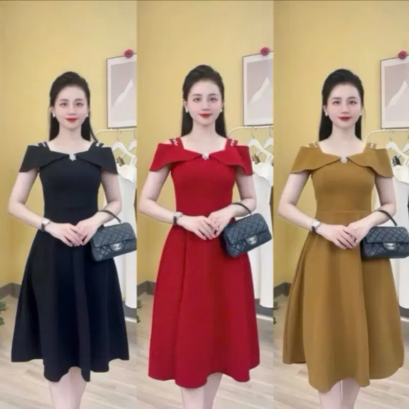 Đầm váy dự tiệc sang chảnh thời thượng cho nữ Thường Ngày công sở kèm khóa đá size S,M,L,XL,XXL