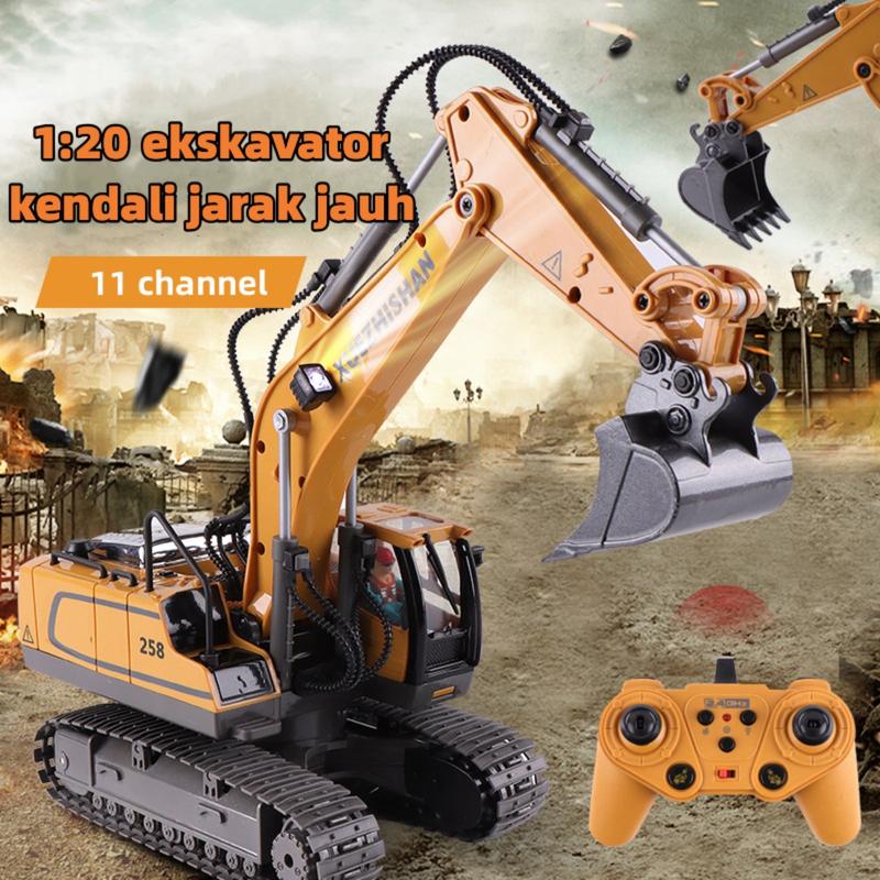 ToysBestMall Remote Control Mainan Anak Excavator RC 2.4GHz 11 Saluran Logam Paduan - Lampu LED, Baterai Inklusif & Kontrol Presisi ToysBestMall Remote Control Mainan Anak Excavator RC 2.4GHz 11 Saluran Logam Paduan - Lampu LED, Baterai Inklusif & Kontrol Presisi