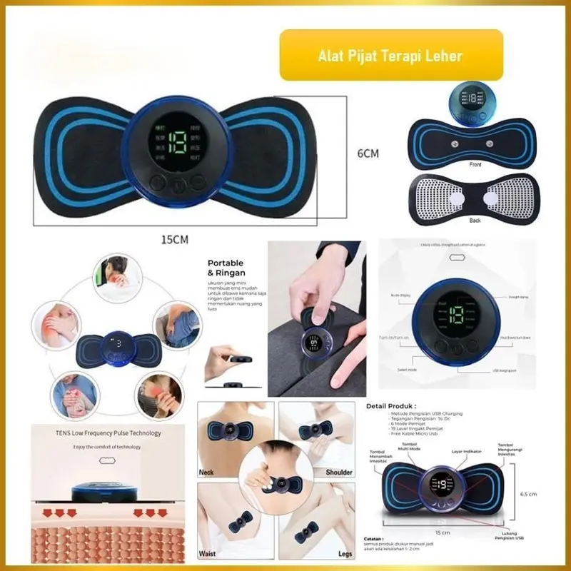 YUFEMA - EMS Alat Pijat Leher Terapi Mini Pad Mat Electric EMS Massager Recharging Elektrik Punggung Therapy 1