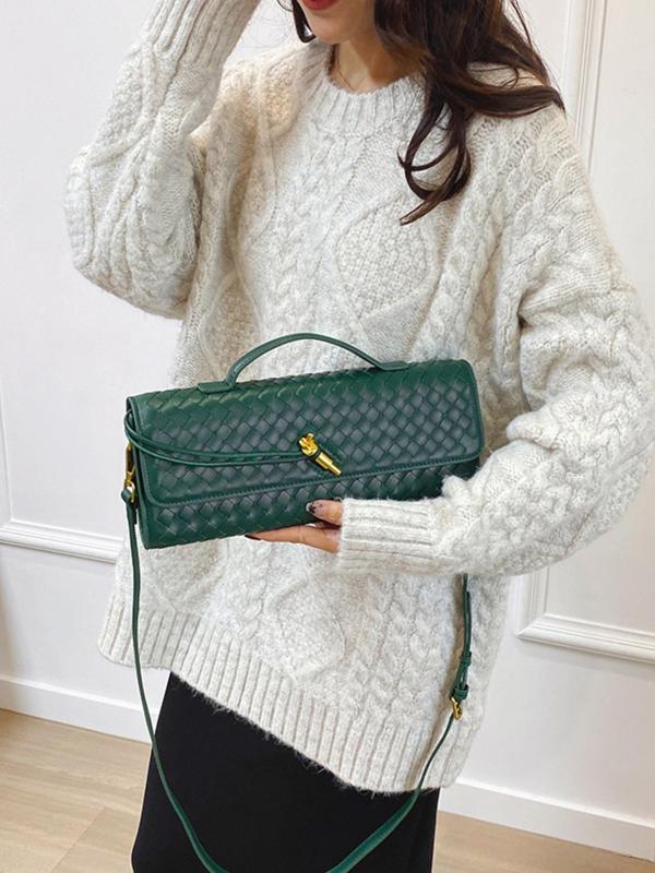 Women's Fashionable Plaid Embossed Handbag, Casual Versatile Shoulder Bag for Daily Used, Trendy All-match Commuter Bag 6
