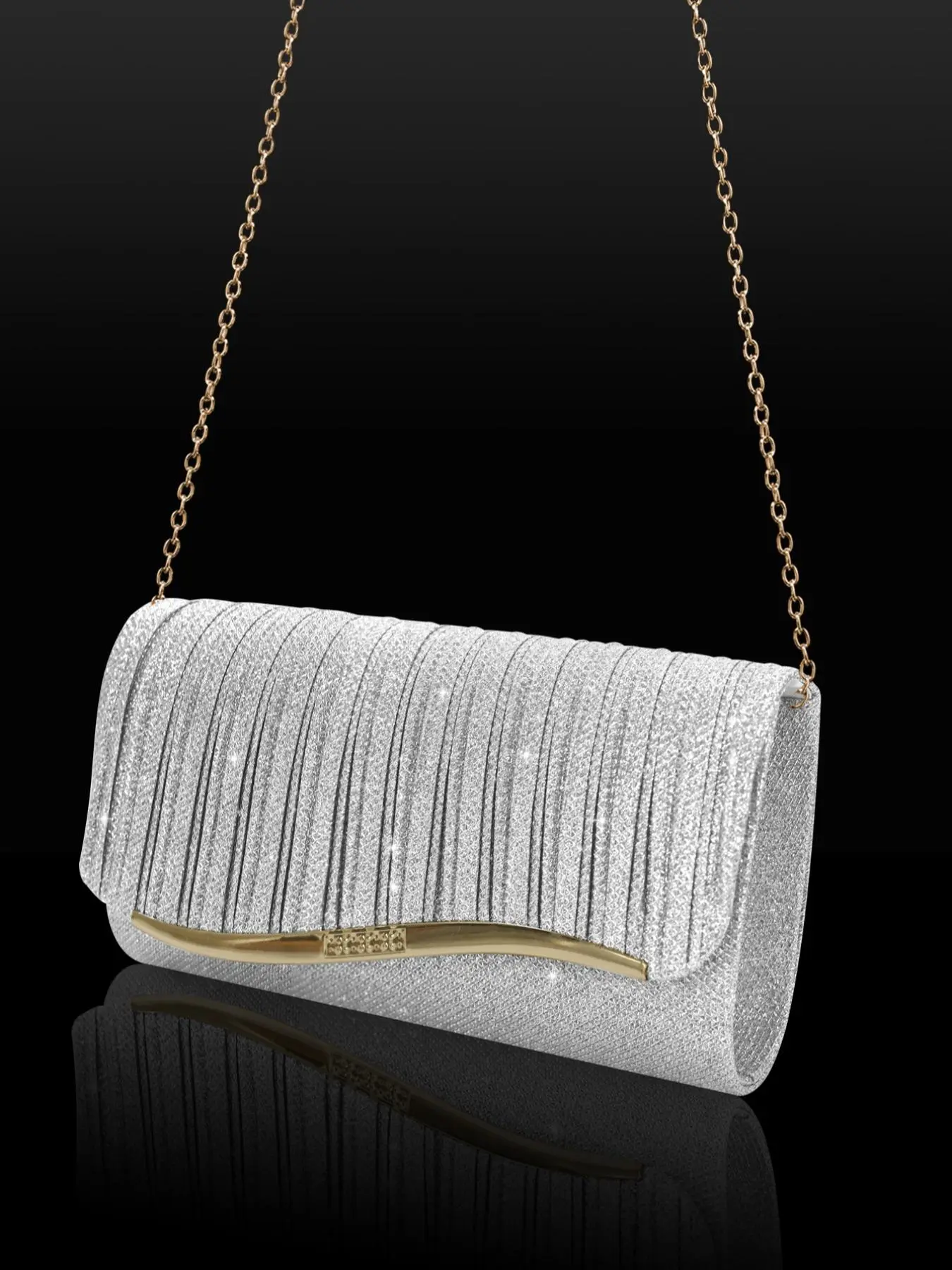 Women's Elegant Glitter Bling Evening Bag, Exquisite Chain Strap Clutch Bag with Hidden Card Pocket, Trendy Versatile Box Bag for Party Decoration