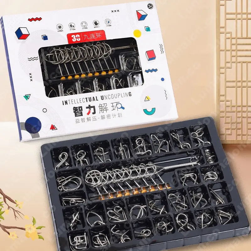 8/25/30 Set Mainan Puzzle Dengan Cincin Besi Yang Bisa Dilepas  Montessori Cerdas Kunci Kawat IQ Pikiran Penggoda Otak Puzzle Logam Untuk Anak Dewasa Anti-Stres Mainan Pereda