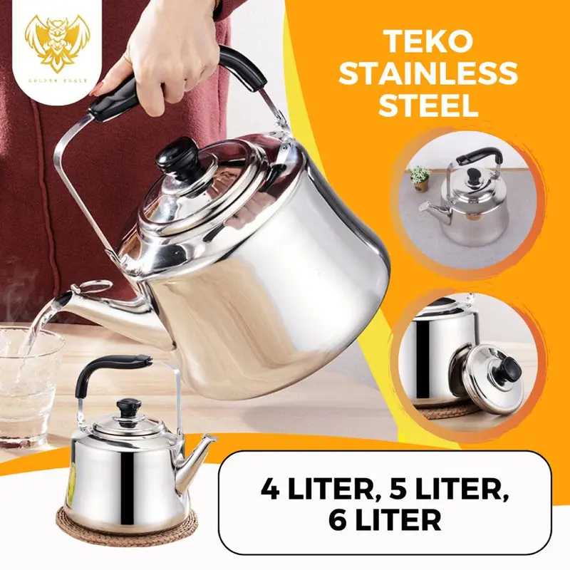 GOLDEN EAGLE - Teko Air Panas Bahan Stainless Steel Tebal 3 Liter / 4 Liter / 5 Liter / 6 Liter Teko Teh Kopi Tea Wadah 0