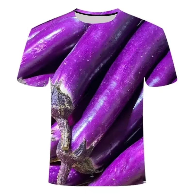 Product Introduction of Green Red Pepper 3D Printed T-shirt Vegetables Fruits Pattern Design Cool T Shirts 2024 Summer Fashion Leisure Men's Wear Tees 31
