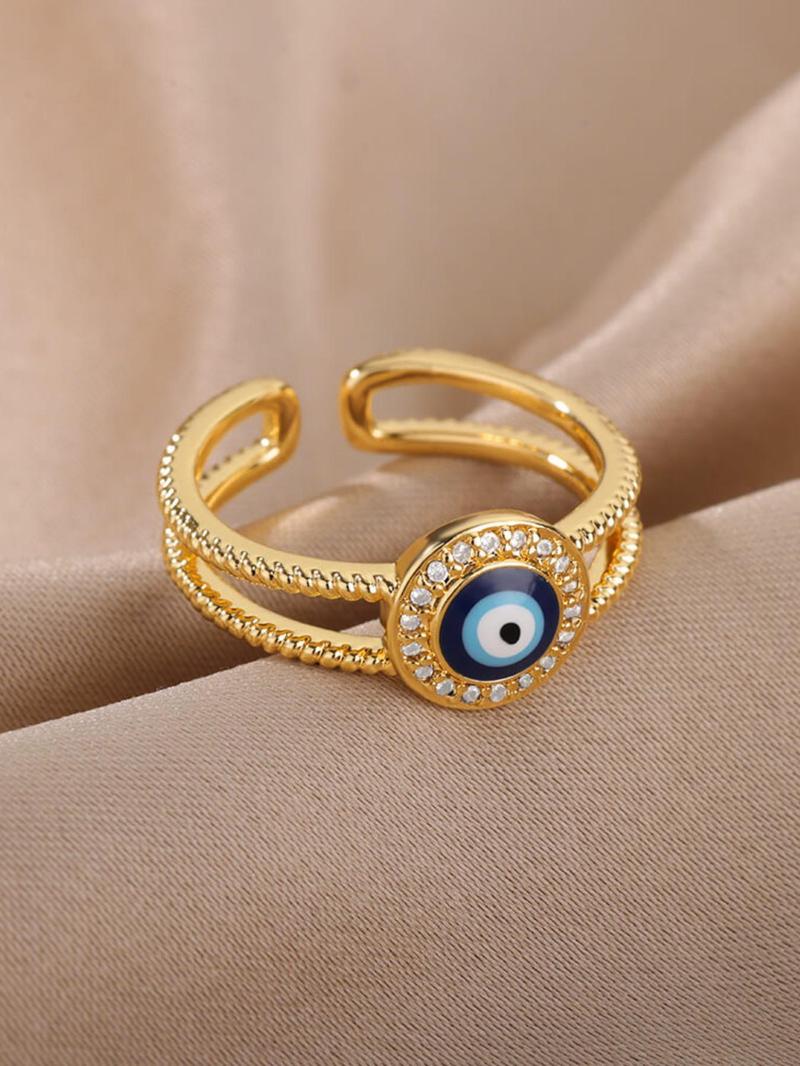 Product Introduction of Eye Design Rhinestone Decorated Cuff Ring, Fashion Accessories for Women & Girls, Fashion Jewelry for Party, Daily Clothing Decor, Trendy All-match & Exquisite Jewelry for Birthday Gift 5