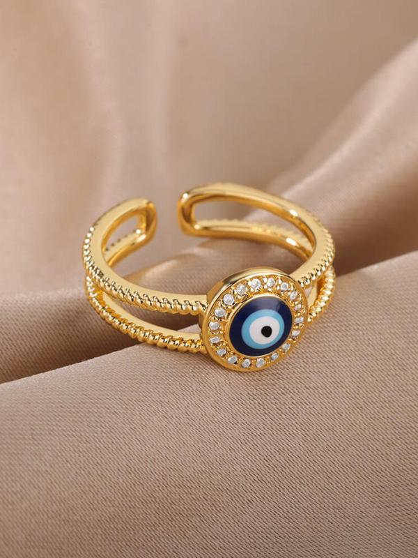 Eye Design Rhinestone Decorated Cuff Ring, Fashion Accessories for Women & Girls, Fashion Jewelry for Party, Daily Clothing Decor, Trendy All-match & Exquisite Jewelry for Birthday Gift 4