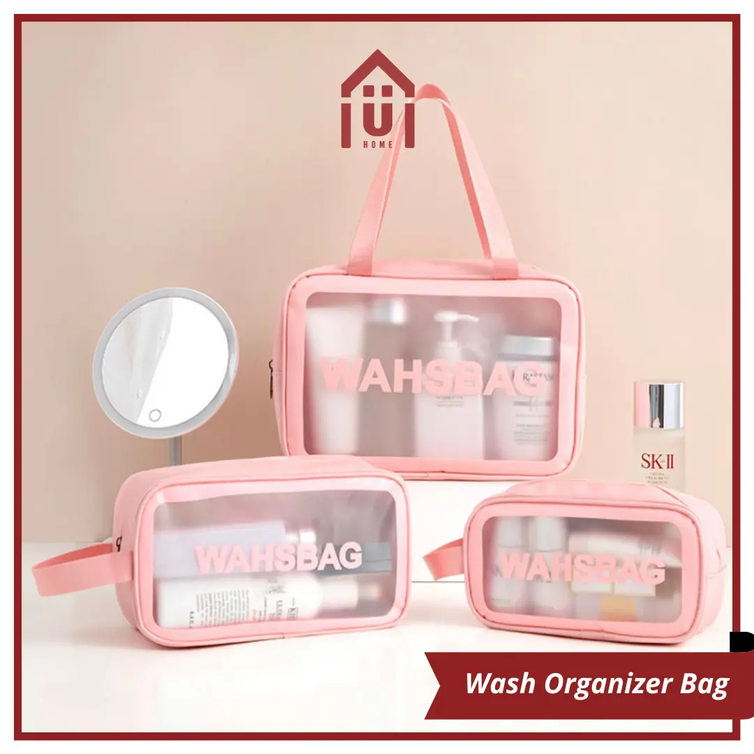 UNISO HOME - TAS KOSMETIK WASHBAG WATERPROOF / TRAVEL POUCH MAKEUP ORGANIZER TRANSPARAN
