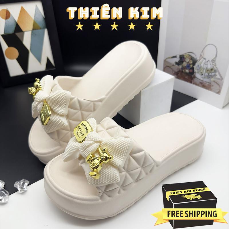 Product Introduction of Dép nữ bánh mì quai ngang hình nơ đúc nguyên khối đế EVA cao 5cm, siêu mềm êm nhẹ chống trơn trượt 2