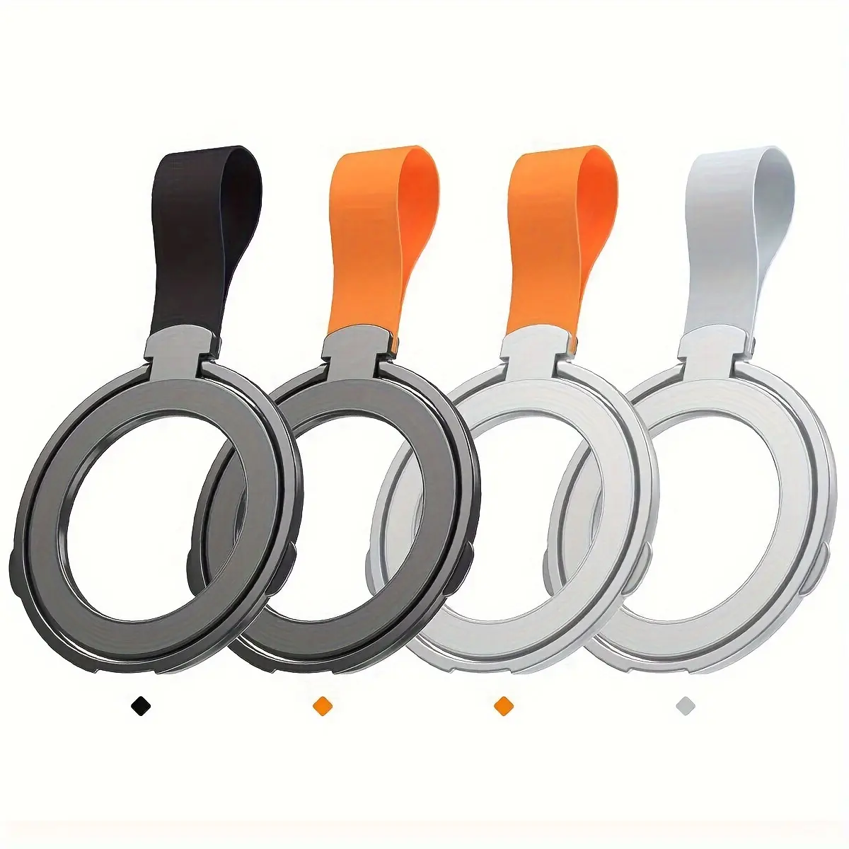 For Metal Strong Magnetic Silicone Rubber Suction Rotating 360°Folding Ring Phone Holder Alloy Portable Universal Desktop Creative Magsafe Metal Diamond 3 Sections Sticker with Strong Magnetic Suction Ring Holder for Mobile Phone