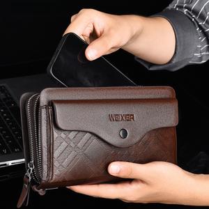 Men's Long Wallet Portable Clutch Zipper Multi-Card Slot Wallet Card Holder Business Wallet for Business Cards, Cards, and Phone