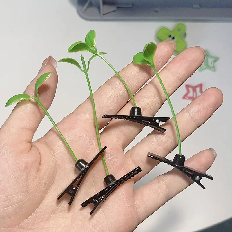 Sell Cute Device Funny Little Bean Sprout Head Long Grass Sprout Grass Hair Card Slow Sheep Sheep Cute Bean Sprout Small Clip
