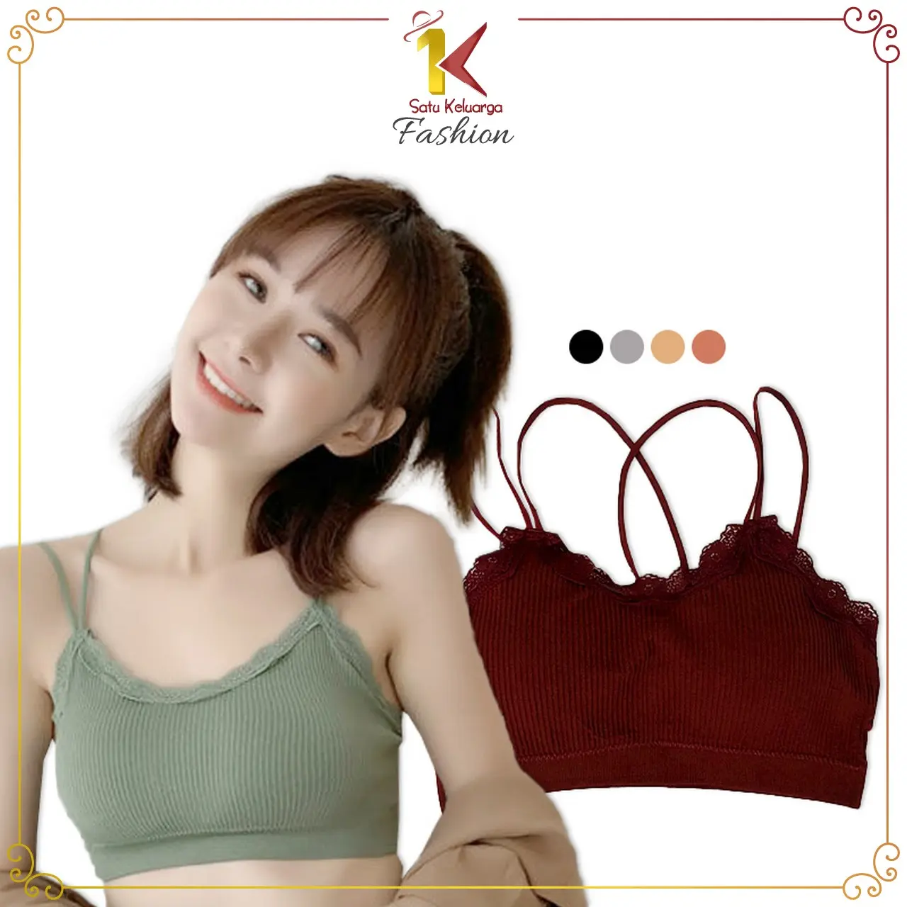 P508 Bra Kemben Renda Fashion Korea Tali Silang BH Pakaian Wanita Tanpa Kawat Import
